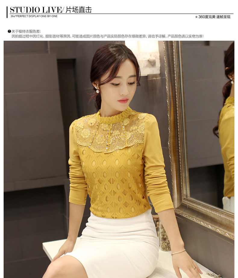 爆版大咖2015秋冬装新品女装波点打底衫女长袖雪纺衫6819# 黑色 XL码