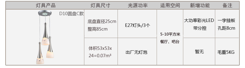 茗家灯饰餐厅吊灯led餐桌灯3头吧台灯具饭厅灯卧室楼梯餐吊灯D10 长盘A款 灯具/不带灯泡