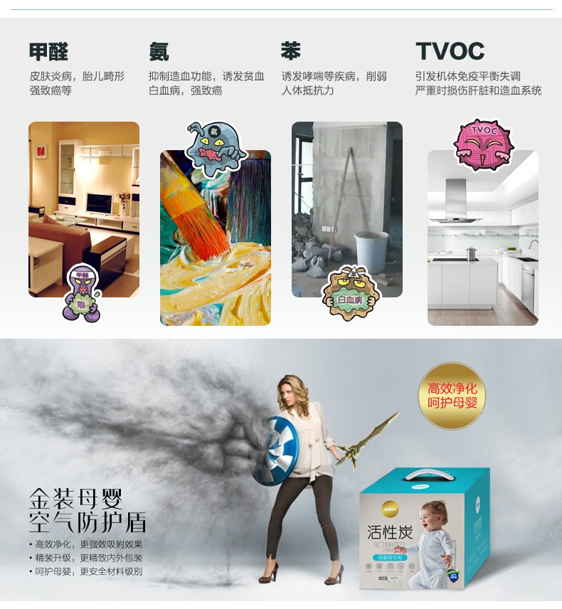 
                                        
                                                                                快活林 母婴急入住活性炭除甲醛 装修新房除味活性竹炭包家用 1600g母婴炭防护盾碳包                