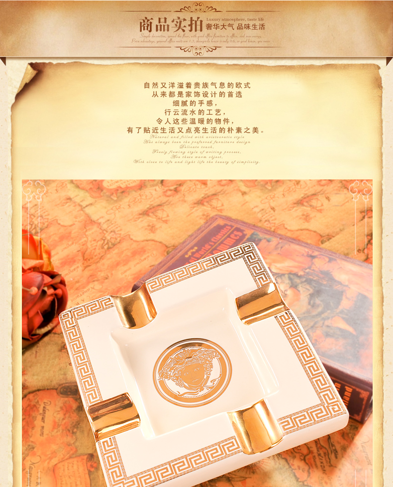 
                                        臻爵家饰  欧式陶瓷烟灰缸创意个性礼品欧式时尚陶瓷复古烟灰缸装饰烟缸特价                