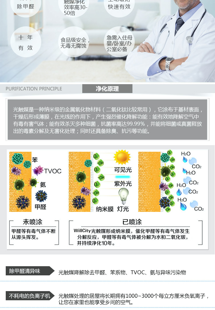 
                                        威士迪(WillCity) 德国进口除甲醛清除剂光触媒 新房新车 家用甲醛检测  除甲醛室内净化除味 一室一厅/2瓶                