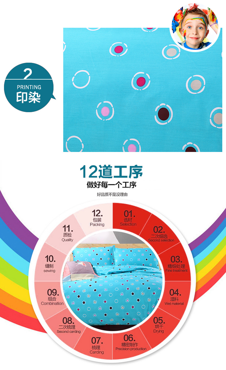 
                                        美国花雨伞家纺 全棉活性单被套单件单双人被罩 被套-时尚人生 200cmX230cm双人                