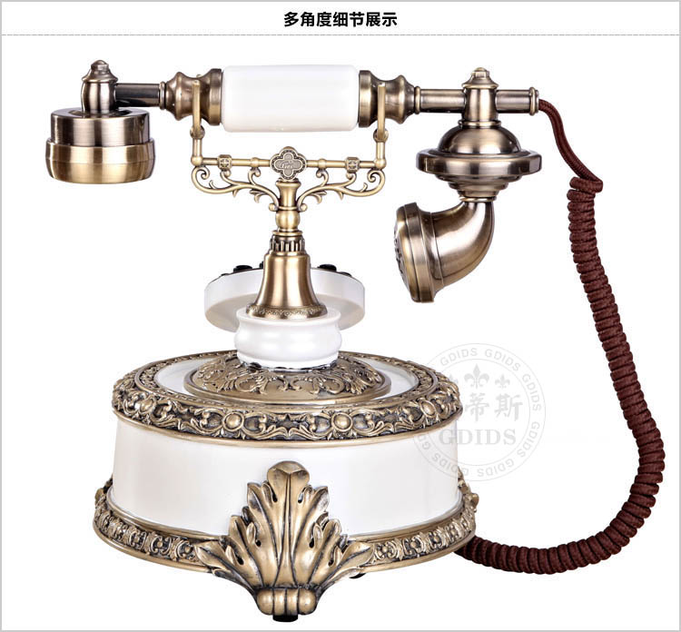 艾蒂斯   欧式复古时尚创意电话机 简约家用高档仿古电话机 座机电话 古典木