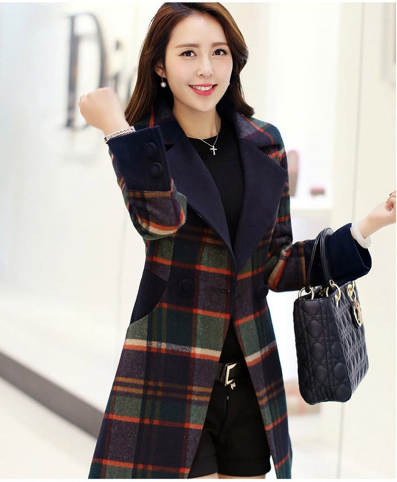 Meijia Garment 2015 winter thick Korean female new grid gross? 