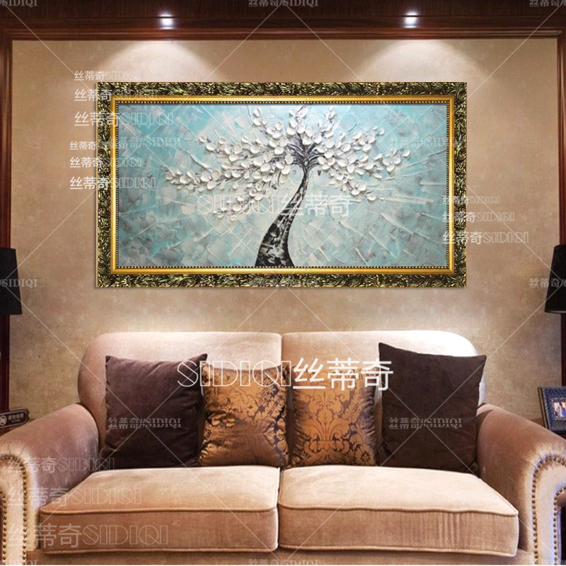 
                                        丝蒂奇SIDIQI欧式客厅沙发背景墙油画 现代抽象画时尚家居创意装饰画酒店挂画 吉祥树 三联组合 50*70                
