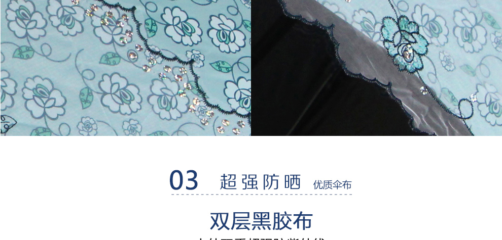 上海故事黑胶遮阳伞韩版双层伞女士户外夏季防紫外线太阳伞超轻折叠铅笔三折晴雨伞 双层绿色