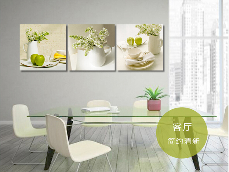 
                                                                                恋之屋 餐厅现代装饰画 厨房壁画挂画 餐厅画三联水果遮挡电表箱无框画冰晶画 葡萄酒杯 50*50/冰晶玻璃面                