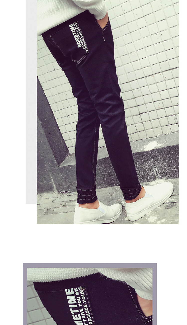 丹杰仕   秋季新款男士裤子 牛仔裤小脚裤修身韩版秋日系束脚哈伦裤 韩版  青少年 黑色 2XL