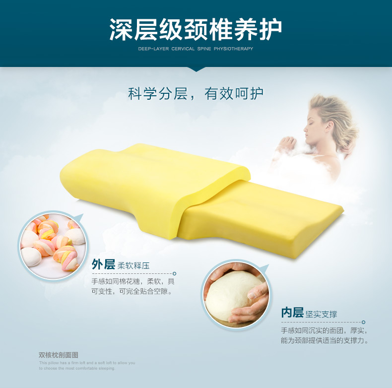 P.Health碧荷 枕头记忆枕 颈椎保健枕头 慢回弹太空记忆棉护颈枕 蝶形双核枕头 亲肤天鹅绒款9cm