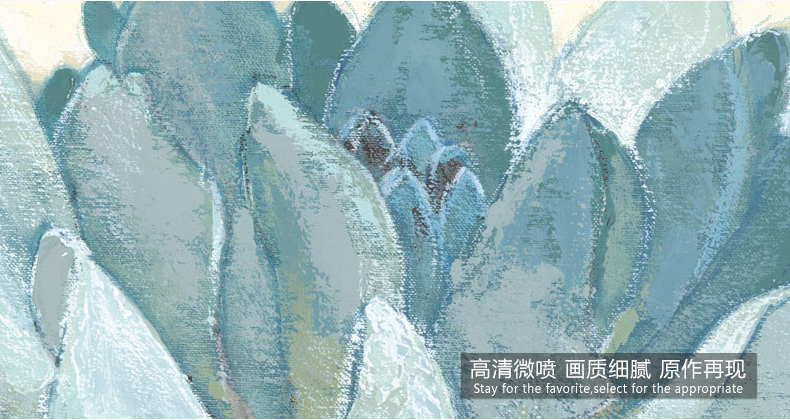 天画简约有框客厅装饰画卧室油画挂画三联画蓝色花卉 白色框 160X80cm(套画价出售)