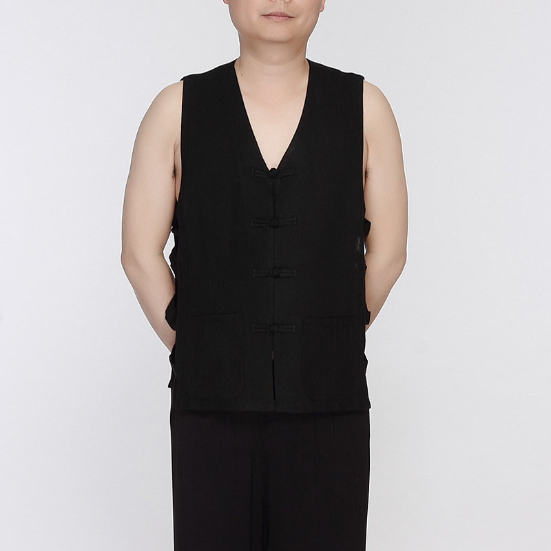 纯棉传统粗布<em>唐装</em>男<em>马甲</em>汗背心马褂夏季老头汗