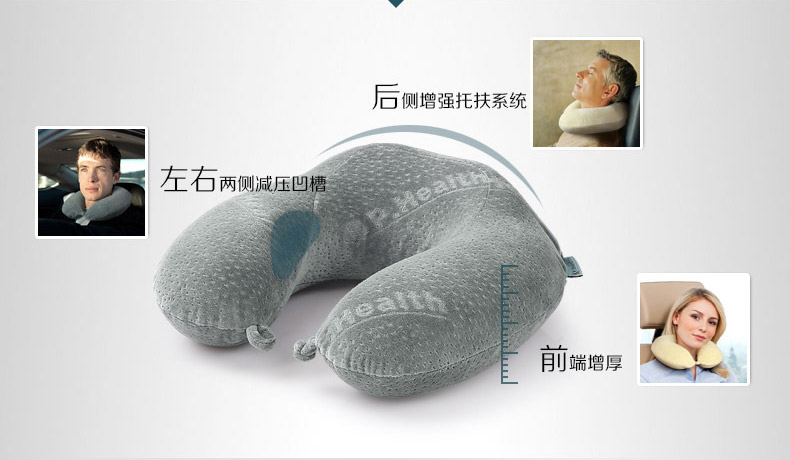 P.Health碧荷 记忆棉U型颈椎护颈枕 飞机旅行枕午睡枕头 记忆棉U枕 藏蓝(含收纳袋)