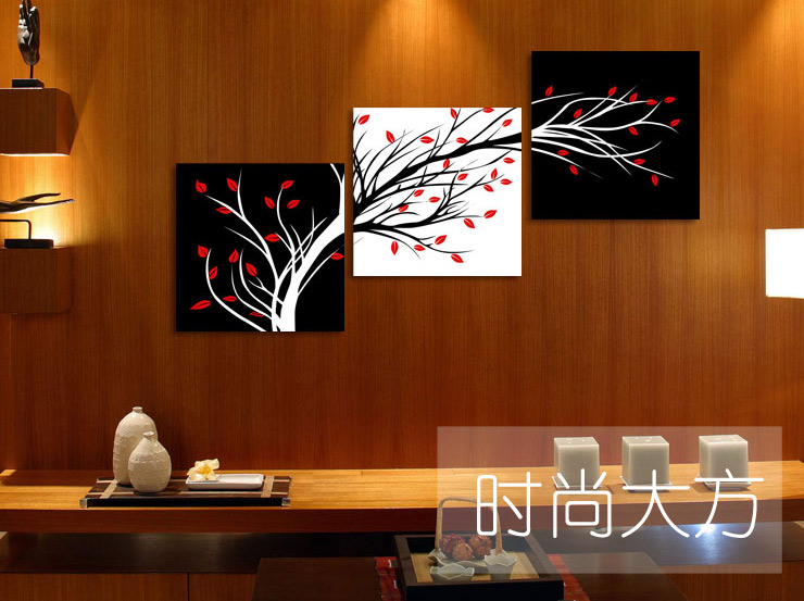 
                                        必画 中画家居 现代简约装饰画挂画客厅卧室壁画沙发背景墙画幸福发财树无框画三联幅 一套三幅 9mm厚布纹膜 50*50cm                