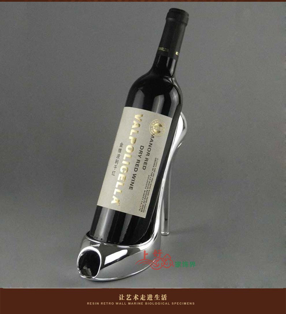 
                                                            勿忘客 创意红酒架摆件工艺品 客厅酒柜玄关装饰品家居摆设 GGX 高跟鞋酒架 金色款 高约20cm                