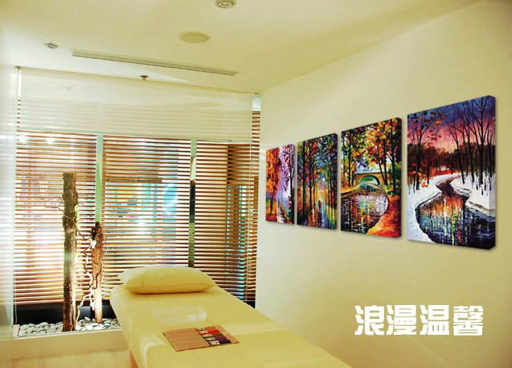 
                                        必画 中画家居 装饰画现代简约四季壁画欧式无框画客厅卧室床头咖啡厅酒吧挂画 春夏秋冬四幅 一套4幅 9mm厚布纹膜 40*60cm                