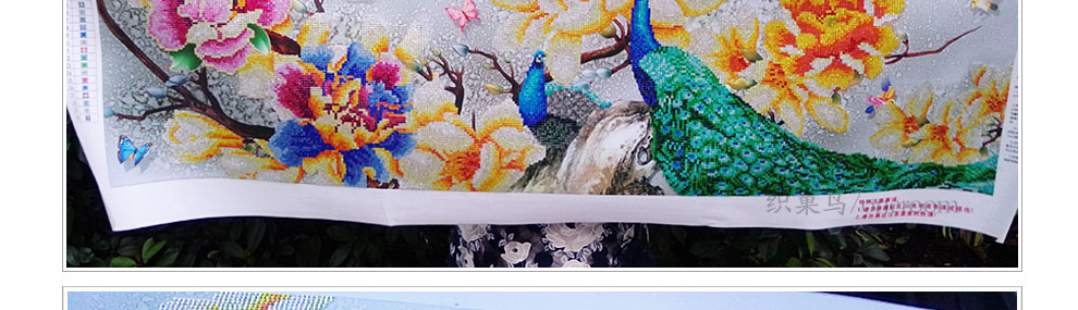 
                                        织巢鸟花开富贵花开钻石十字绣孔雀2米圆钻砖石绣贴钻画点钻客厅大幅满钻钻石画新款玉兰花十字绣 5D圆钻贴孔雀花 120*47cm                