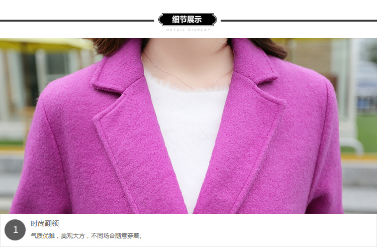 颜巷（YANXANE）2015秋冬新款毛呢外套女 纯色圆领双排扣女羊毛外套中长款呢大衣 y 灰色 XL