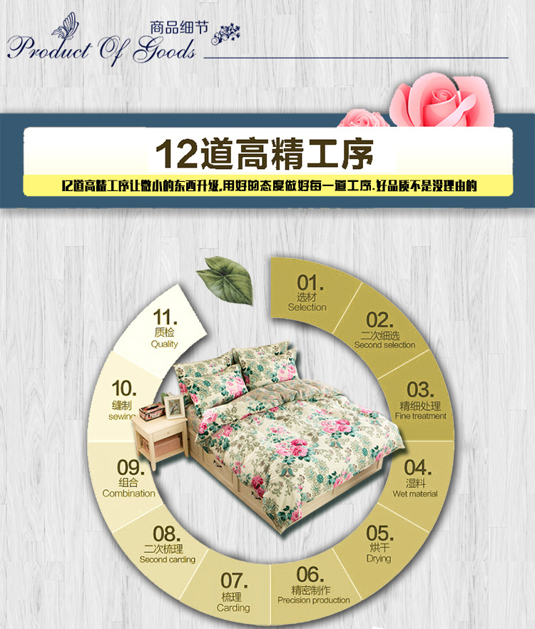 晶丽莱 纯棉单人双人被套 全棉斜纹 纯棉被罩 韩版公主 小清新F 150*200cm