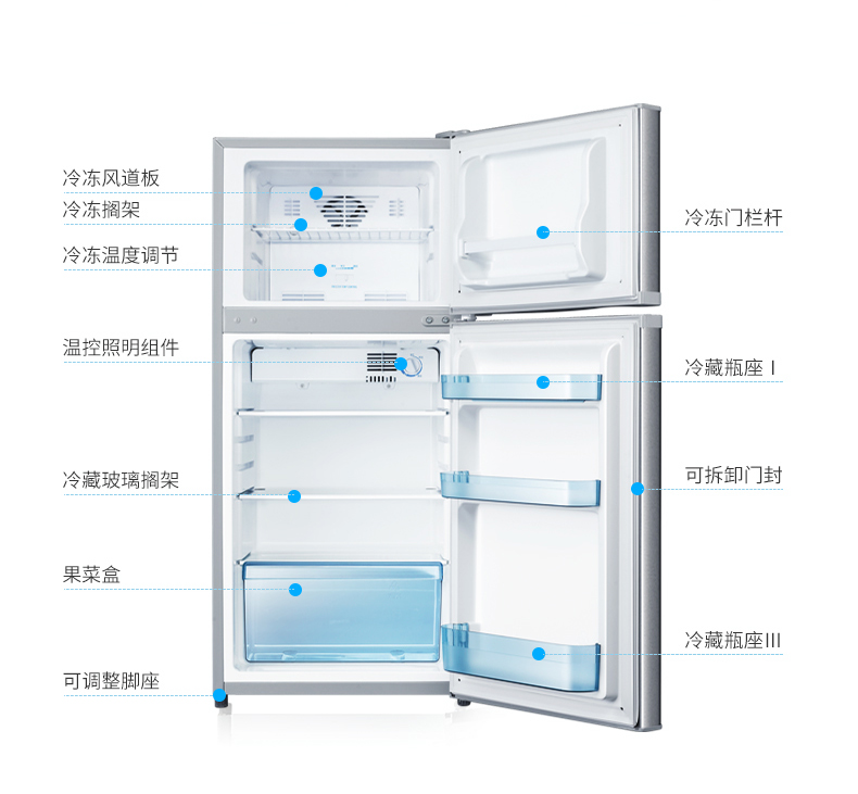 万宝(wanbao)冰箱双门125升风冷无霜家用两门小型电冰箱节能省电保鲜