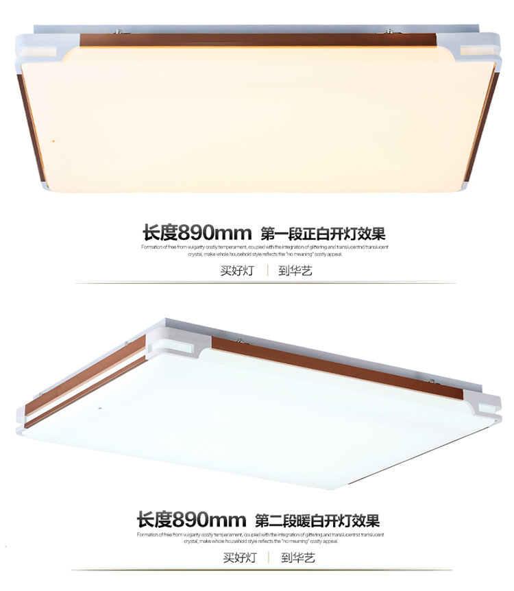 
                                        华艺灯饰 LED吸顶灯 客厅现代简约长方形卧室书房灯 分段调光带遥控 IX40 吸顶灯 直径51CM 带遥控                