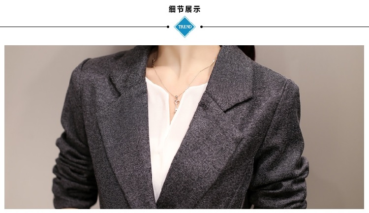HI!JANE2016春秋季新款女士小西装长袖韩版外套秋装修身职业女装棉麻小西服女 黑色 XXL