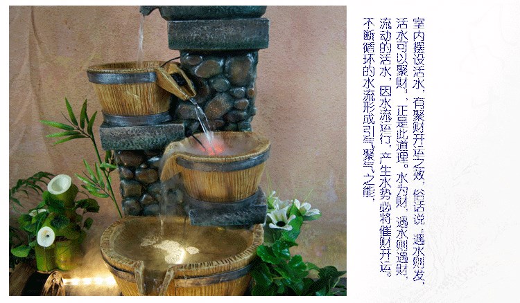 迪胜欧式流水喷泉摆件鱼池招财阳台花园家居饰品创意落地风水摆设景观 87801上座+鱼池