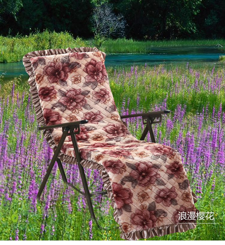 花语缤纷 毛绒加厚防滑躺椅垫可拆洗午睡垫可当实木椅子垫沙发垫(不含躺椅) 花开富贵 52*160cm