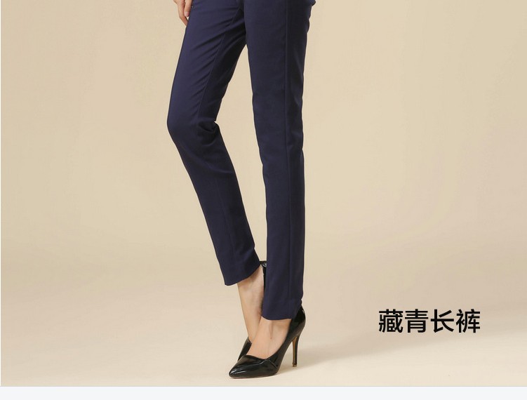 依晟阁  2015秋装韩版修身新款休闲通勤职场小脚西装裤女 藏青色 2XL