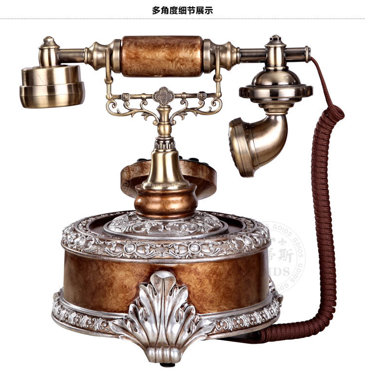 艾蒂斯   欧式复古时尚创意电话机 简约家用高档仿古电话机 座机电话 古典木