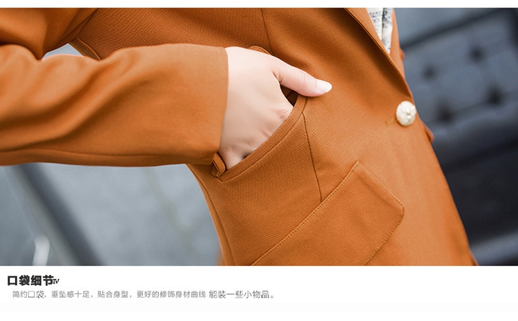 CEFREKAY小西装女外套 长袖中长款显瘦西服女上衣百搭新款 气质外套潮2501 深蓝色 L