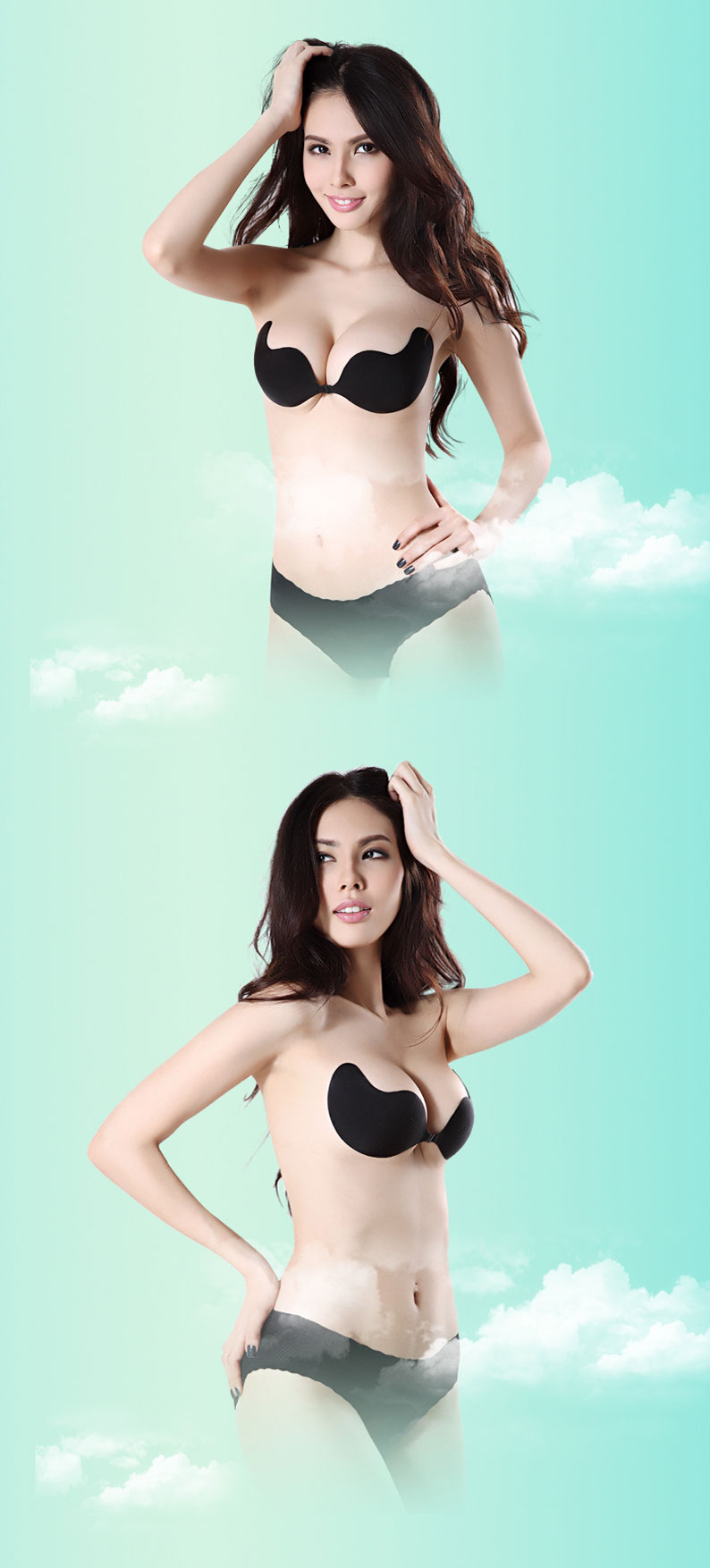 素肌<em>棉</em>超薄款聚拢有机<em>硅胶</em>隐形<em>文胸</em>贴内衣后背