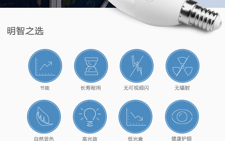 
                                        
                                        美的（Midea） LED节能灯泡 蜡烛尖泡 3W E14小螺口 3000K 暖白色 单只装                