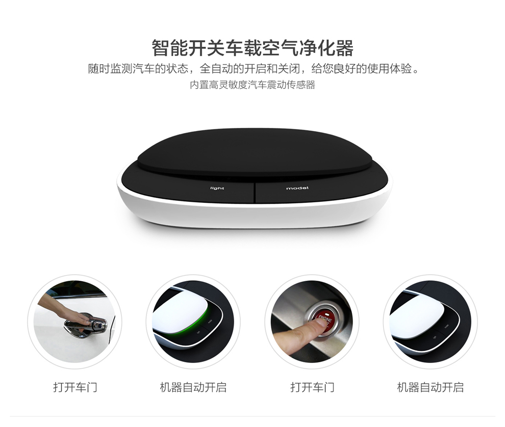 IdeaShow 空气净化器 太阳能净化盒子氧吧 专业车载杀菌PM2.5去味负离子 白色