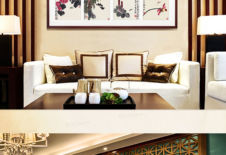 
                                        橙舍  齐白石画 花开富贵现代中式客厅装饰画 玄关国画挂画餐厅画 卧室有框墙画 书房壁画 田园柚木-蝼蛄花卉图 单幅装框高55*长55                
