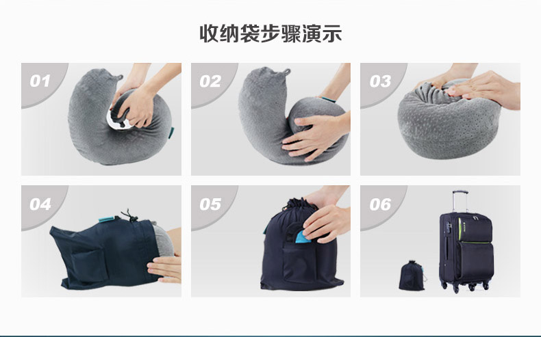 P.Health碧荷 记忆棉U型颈椎护颈枕 飞机旅行枕午睡枕头 记忆棉U枕 藏蓝(含收纳袋)