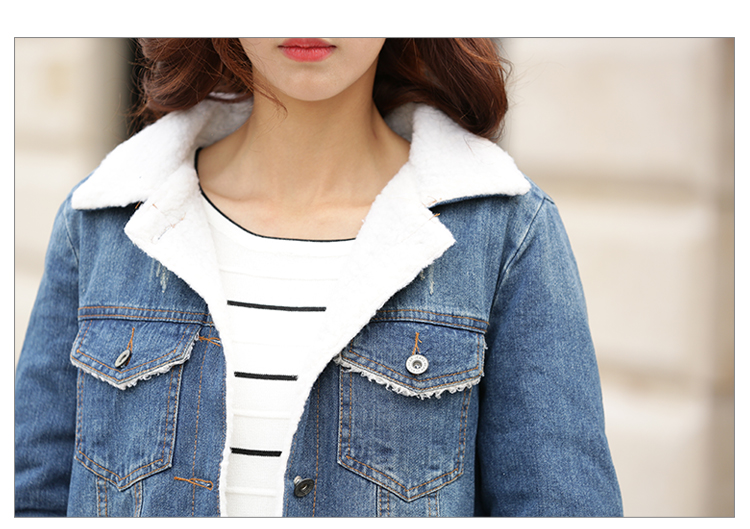 婉洛2015秋冬新款女装加厚短款牛仔棉服外套NRJ7083 蓝色 S