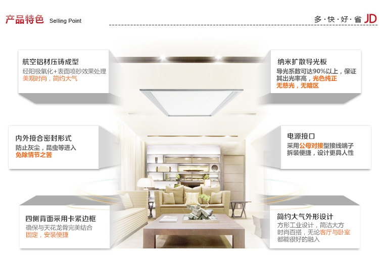 纳新LED面板灯饰 集成吊顶专用/非集成吊顶或无吊顶镶入式吸顶灯平板灯 300*600 36W/暖光/嵌入式/悬挂300*600