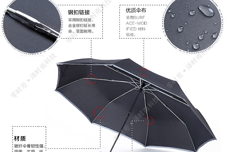 零时差创意3M夜行反光雨伞男士商务伞 全自动伞自开自收雨伞 超大女士折叠晴雨伞三折大伞超轻 全自动大号蓝色