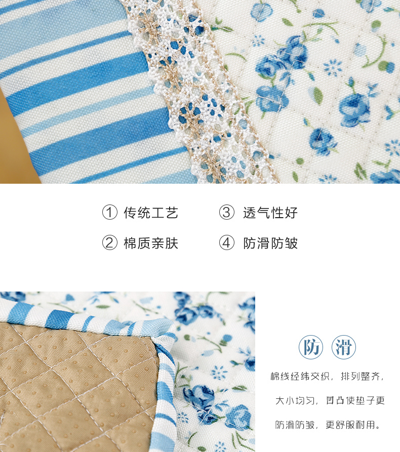亦梦沙发垫 田园亚麻沙发垫巾罩套四季布艺飘窗碎花提花实木防滑皮坐垫子 抹绿 70*70cm