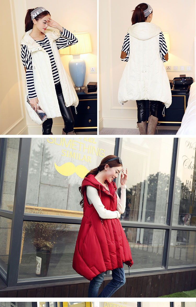 衣品辰（Epcen）2015秋冬新品女装加厚连帽长款马甲棉服外套XJM9090 黑色 L