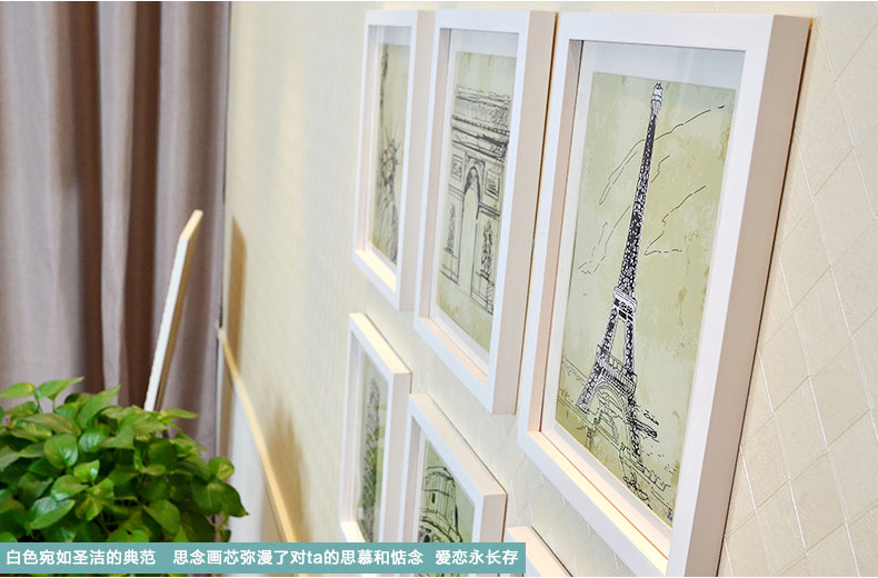 
                                        梓晨 实木照片墙 相框 实木 客厅宜家墙面装饰画相片墙 相框创意组合HD-136 黑色                