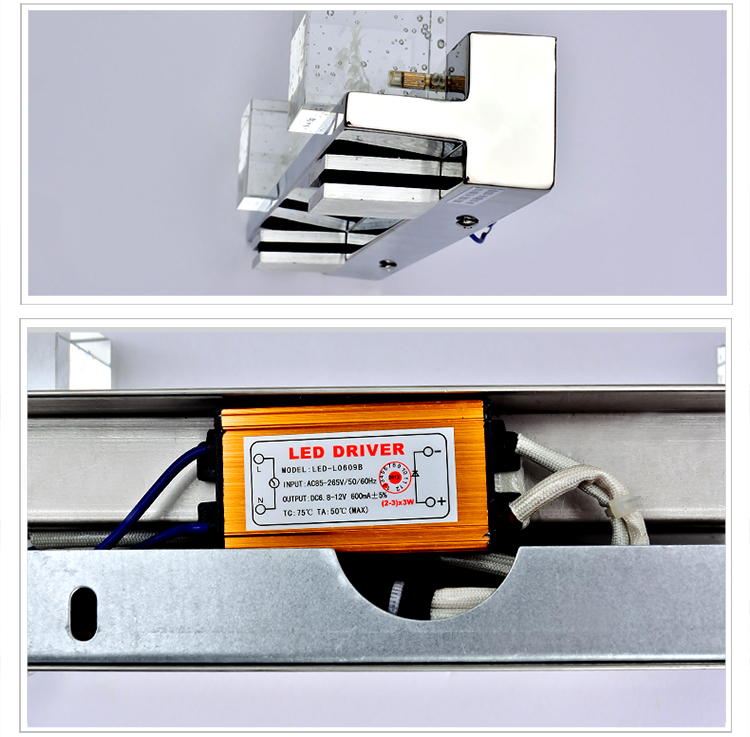 华艺灯饰 现代简约 LED水晶灯镜前灯 浴室卫生间卧室壁灯具 KB05 4头 12W 长59cm