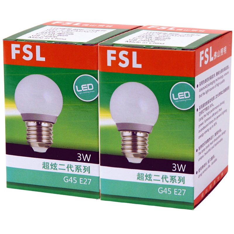 佛山照明（FSL）LED灯泡大口3W暖白光E27节能球...