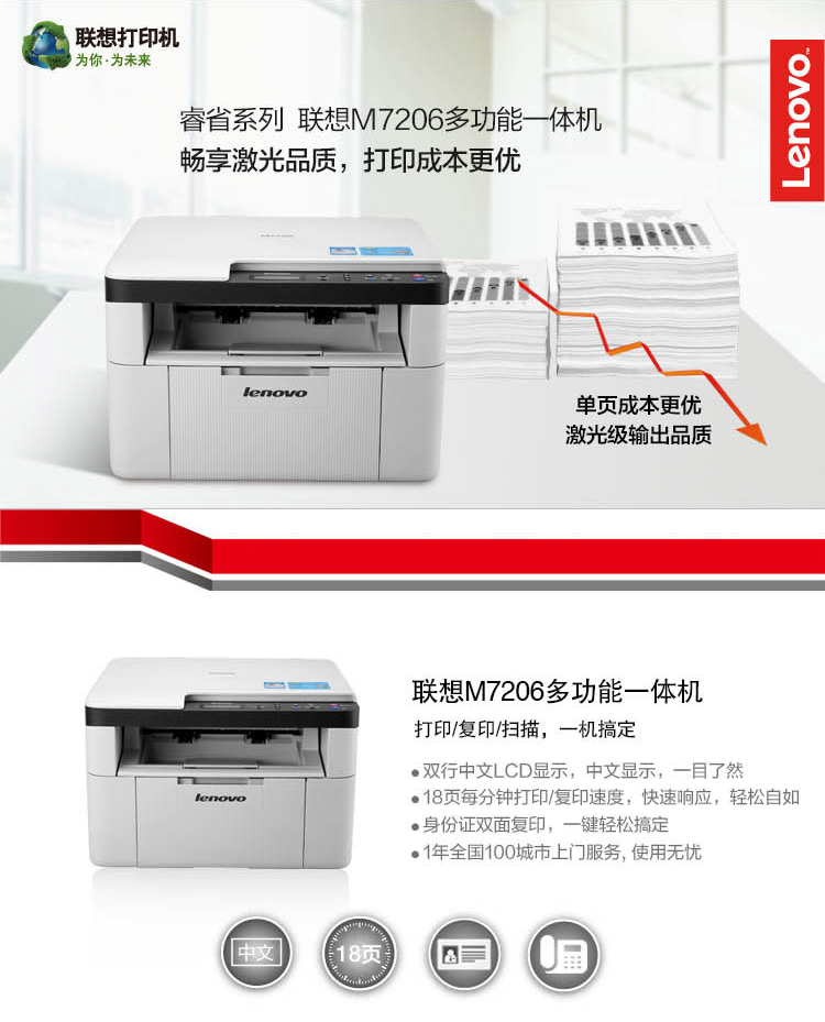 首页 复印机 联想(lenovo)m7206/m102w/101dw黑白a4激光打印/复印