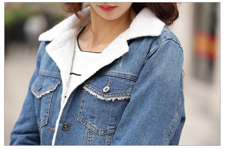 婉洛2015秋冬新款女装加厚短款牛仔棉服外套NRJ7083 蓝色 S