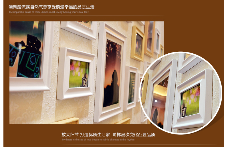 
                                        梓晨实木照片墙 相框墙 客厅欧式 相片墙创意相框画框组合 地中海 白原蓝红(送欧式画芯)                