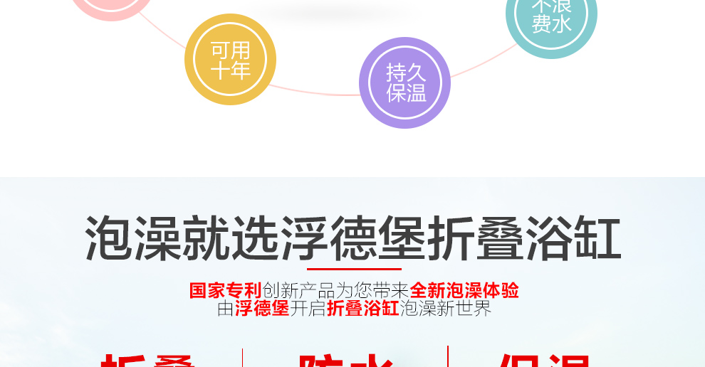 浮德堡成人可拆卸沐浴桶折叠浴缸儿童洗澡盆泡澡桶简易浴盆免充气非木桶 ZH