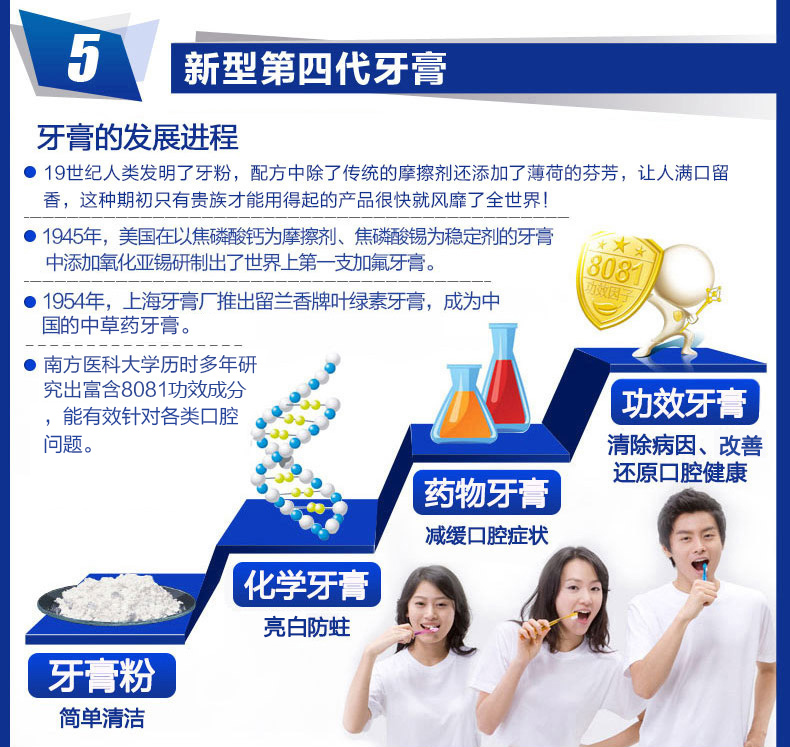 洁灵功效牙膏 针对牙黑黄牙渍牙结石牙菌斑 125g*3支 送大礼包