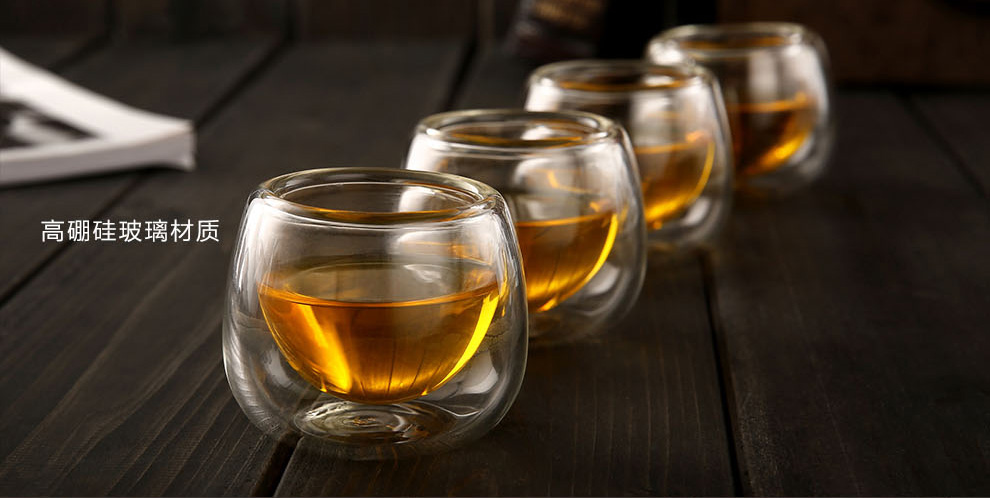 
                                        
                                                            美斯尼玻璃小茶杯子加厚耐热双层隔热玻璃茶杯品茗杯功夫茶杯主人杯 65ml  6只装                 