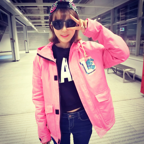 韩版怪兽大学宽松加厚棉服女中长款连帽冲锋棉衣外套冬学生FZ459 黑色 S